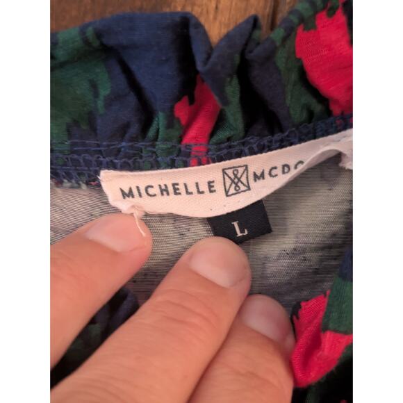 MICHELLE MCDOWELL multicolor womens blouse top size large in GUC - Picture 5 of 7